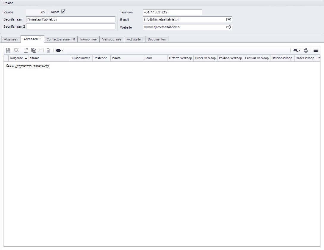 Relatie > Adressen > Fijnmetaal