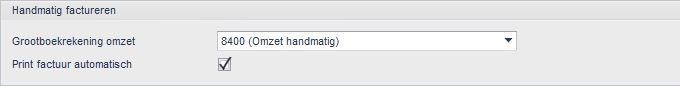 Administratie-instellingen > Verkooporder > Factureren > Handmatig factureren > Grootboekrekening omzet