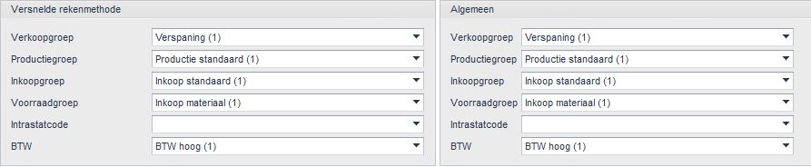 Administratie-instellingen > Financieel > Algemeen > Versnelde rekenmethode