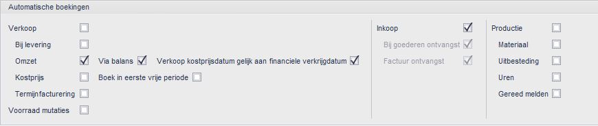 Administratie-instellingen > Financieel > Processen > Automatische boekingen > Basis+