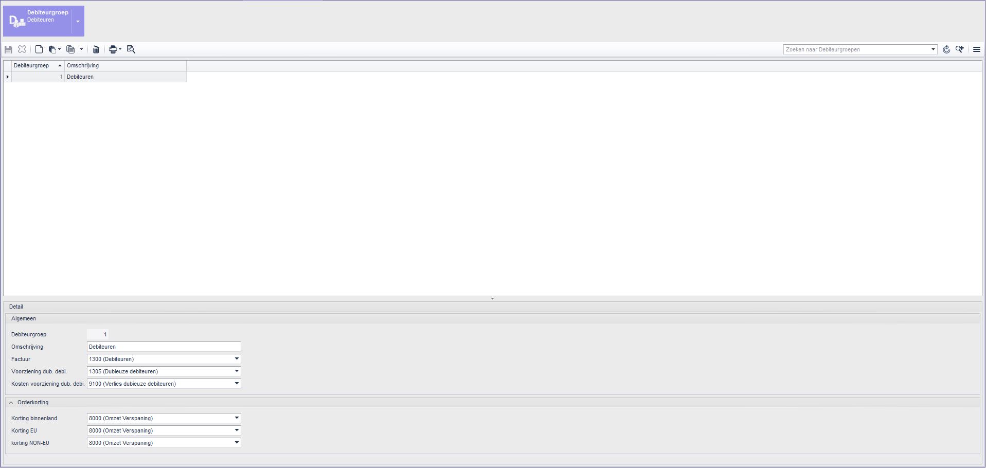 Debiteurgroep > Debiteurgroep > Detail