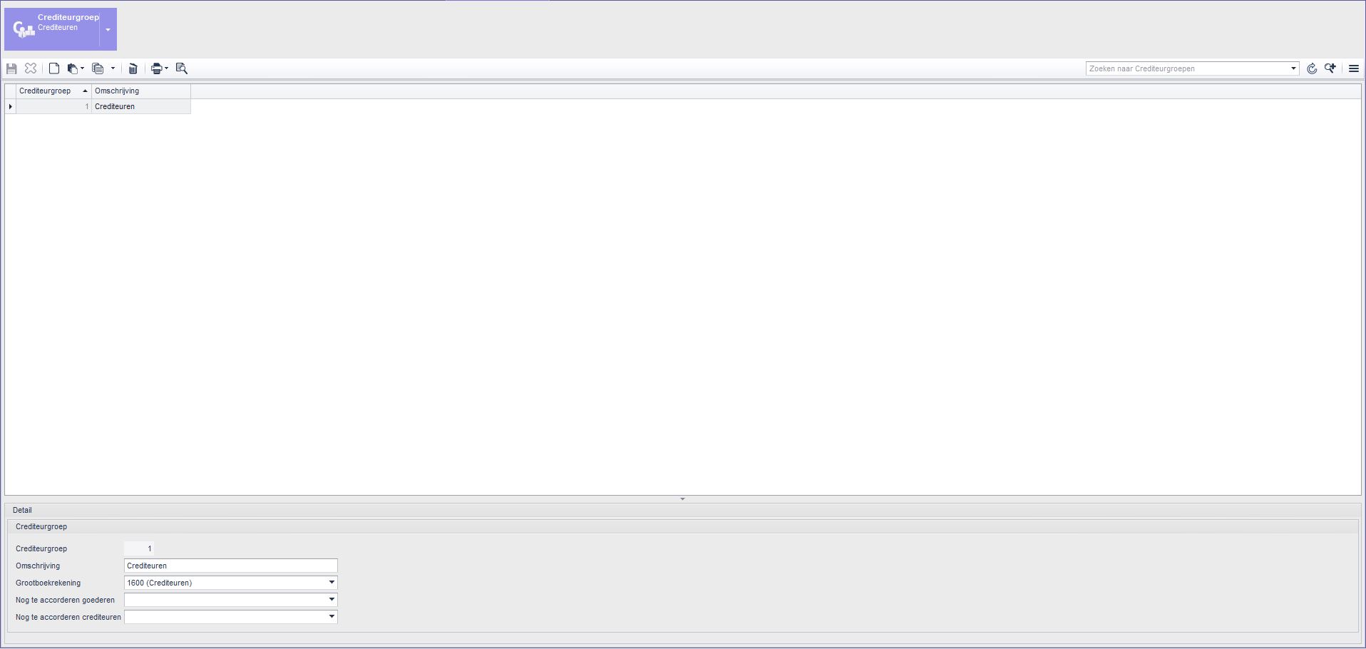 Crediteurgroep > Crediteurgroep > Detail