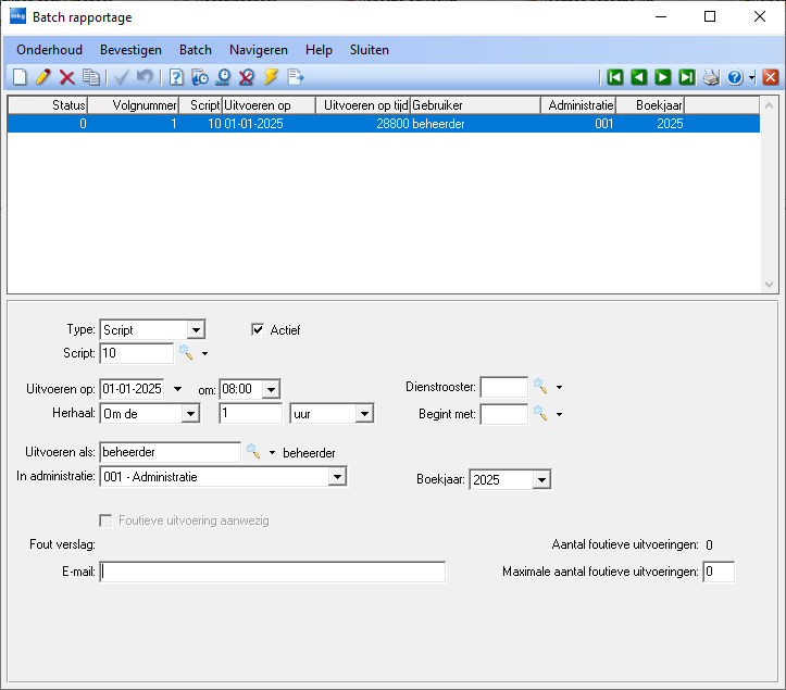 Batch rapportage