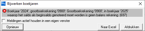 Boekjaar bijwerken > foutmelding 697