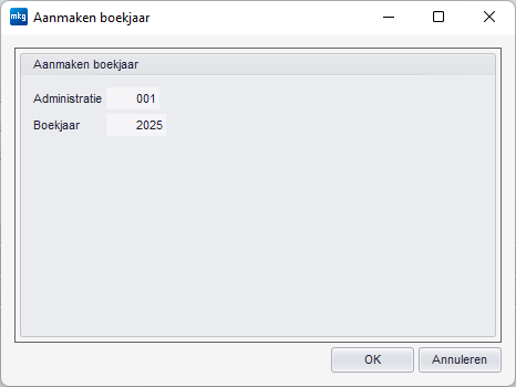 Aanmaken boekjaar