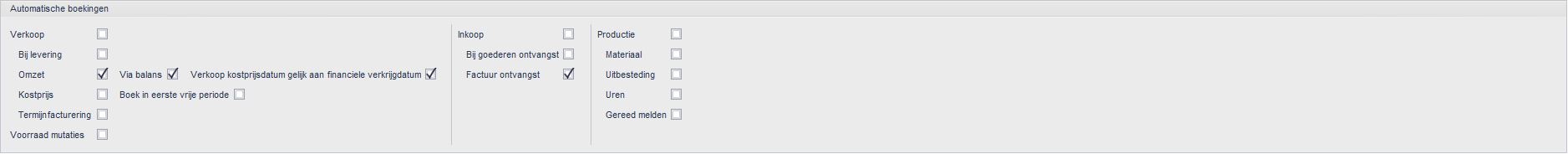 Administratie-instellingen > Financieel > Processen > Automatische boekingen